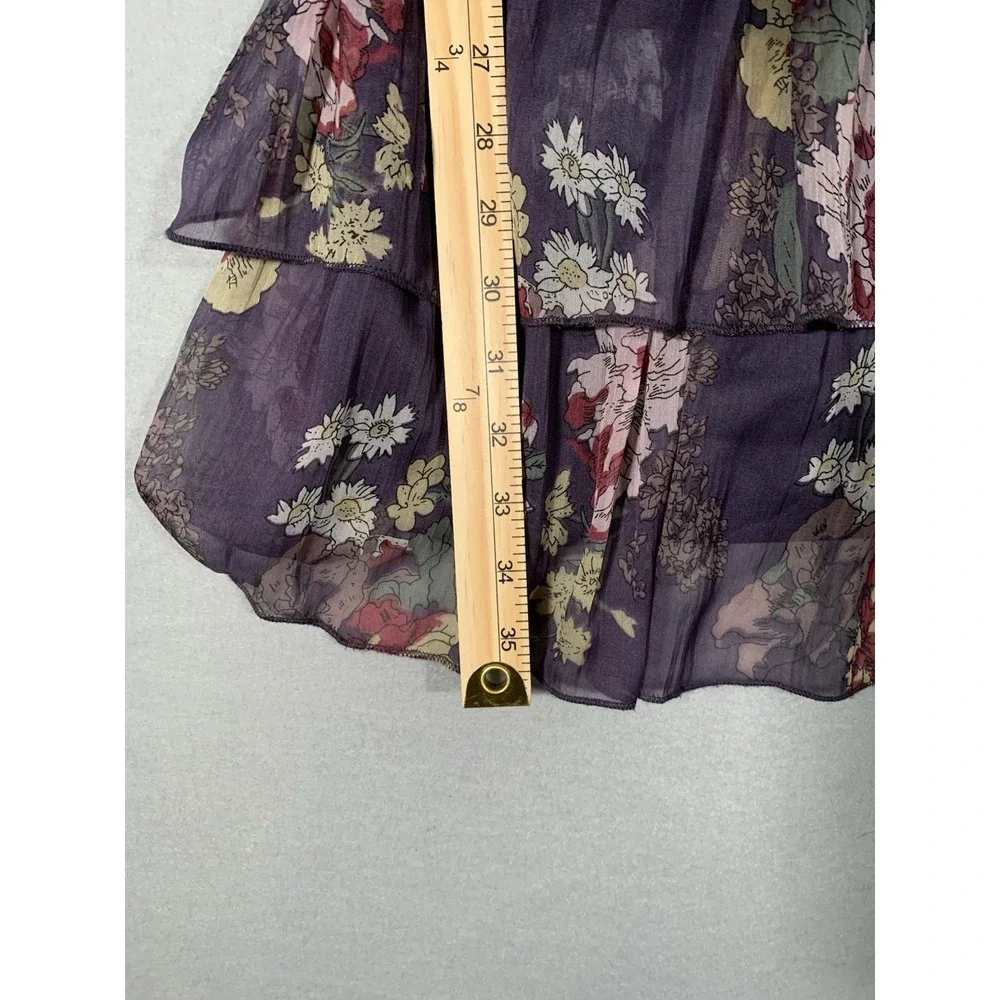 THE PYRAMID COLLECTION Purple Floral Layered tiered Ruffle ‎ Dress XS